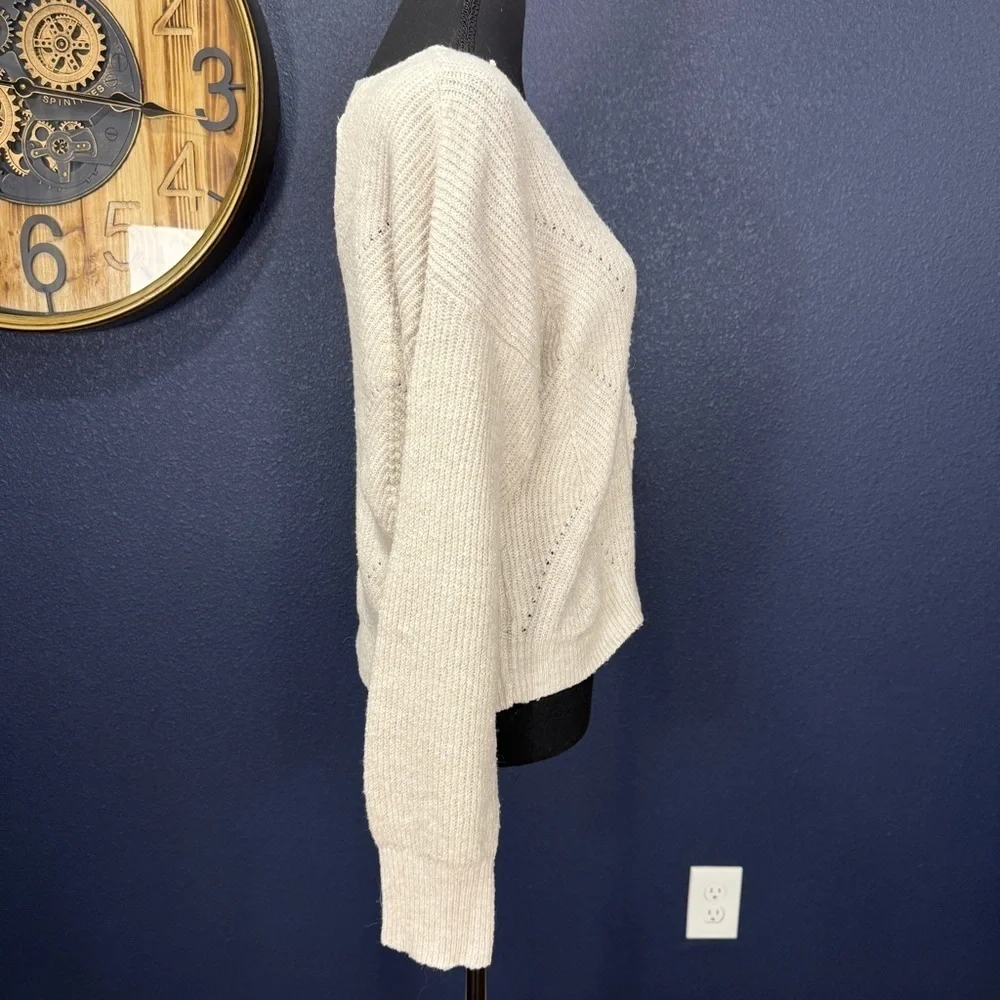 Pink Rose Cream V-Neck Sweater, Size XS